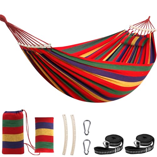 Cotton Hammock 8.9x4.9ft Holds Up to 660lbs Prevents Side