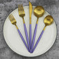 5 Piece Matte Gold Silverware Set