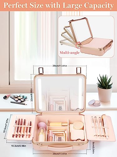 Travel Makeup Train Cases with Lighted Mirror 3 Color Setting