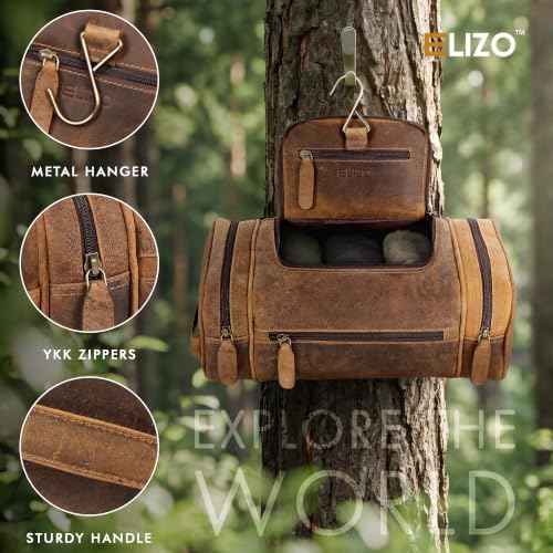 Real Leather Toiletry Bag for Men