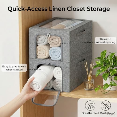 Baby Clothes Storage Bins with Metal Frame 27L 3 (3 Count)