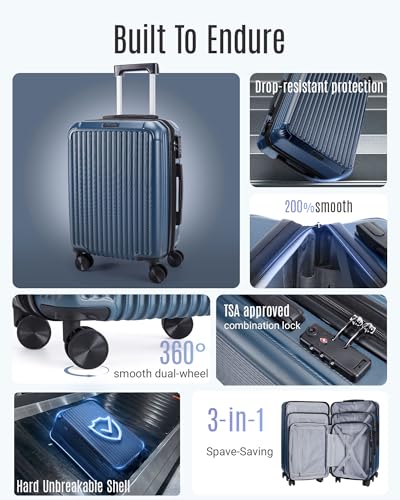 3 Piece Luggage Sets With Spinner Wheels Hardshell TSA Lock