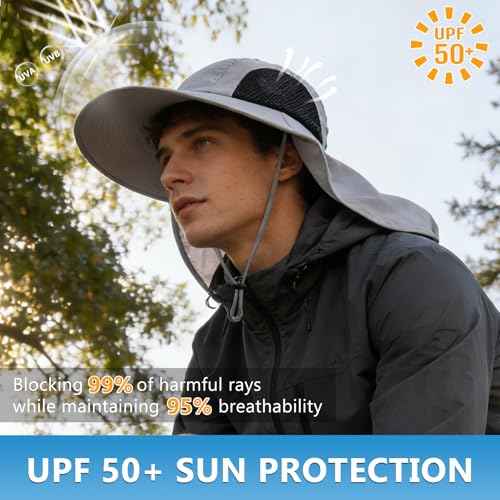 Sun Hat for Men Women with Neck Flap