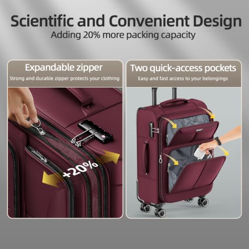 Luggage Sets 3 Piece Softside Expandable Durable Suitcase Sets (3 Count)