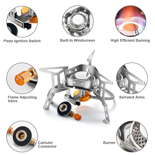 3500W Windproof Camp Stove Camping Gas Stove with Fuel Canister Adapter