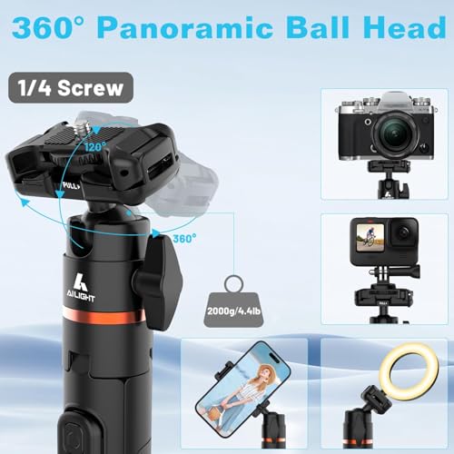 60" Extendable Travel Tripod & Selfie Stick with Cold Shoe & Wireless Remote