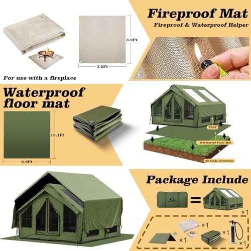 129 ft²+129 ft² Large Inflatable Camping Tent with Extension Canopy