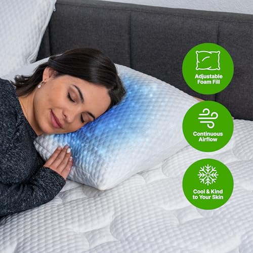 Shredded Memory Foam Pillow with Adjustable Gel and Cooling Breathable Cover (2 Count)