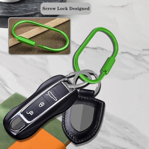 Key Chain Brass Key Rings 2 Pack Screw Lock Key Organizer with 4 Rings Carabiner Keychain Clip for Men and Women (2 Count)