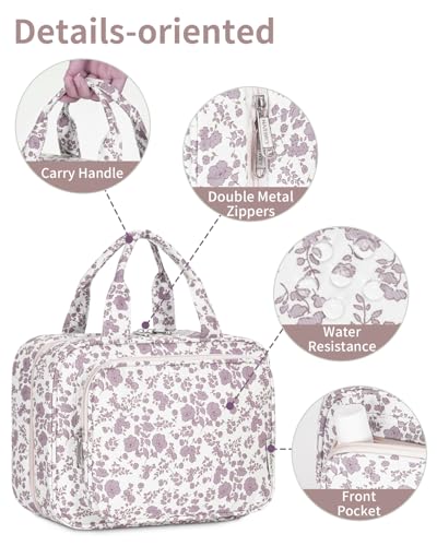 Hanging Floral Toiletry Bag for Women Travel Makeup Bag Organizer Toiletries Bag for Travel Size Essentials Accessories Cosmetics