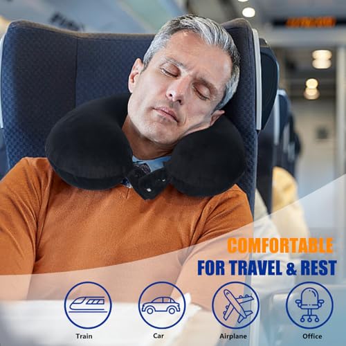 Neck Pillows for Travel 100% Memory Foam Adjustable Travel Pillows with Storage Bag