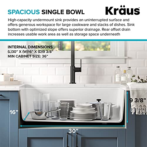 Metallic White 32 in Undermount Granite Kitchen Sink KGUW1
