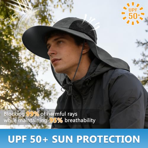 Sun Hat for Men Women with Neck Flap