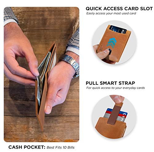 RFID Blocking Slim Bifold Genuine Leather Thin Minimalist Front Pocket Wallets for Men Billfold Wallet Men Gift