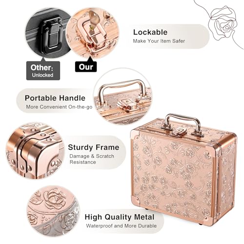 Makeup Case with Magnetic Lighted Mirror Cosmetic Train Box Detachable LED Mirror Adjustable Brightness in 3 Colors Waterproof Storage Organizer Artist Suitcase with Dividers Brush Holder
