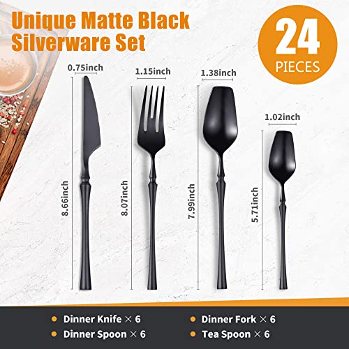 24 Piece Black Silverware Set for 6 (6 Count)