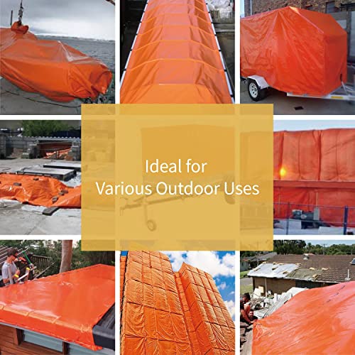 Orange Tarp 10x20 Feet Tarps High Visibility Outdoor Poly Cover Lightweight 6mil (200 Sq Ft)