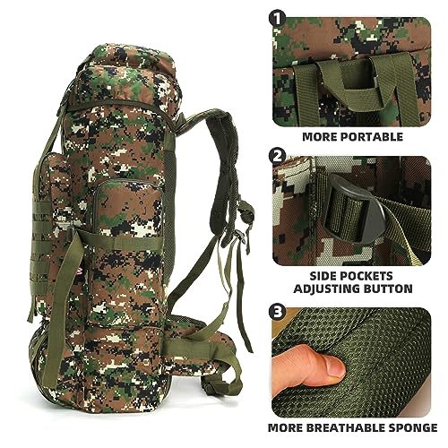 70L Camping Hiking Backpack Tactical Backpack Military Molle Rucksack Backpack for Outdoor
