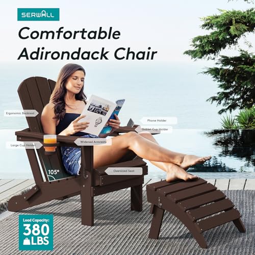 Outdoor Adirondack Chairs with 2 Cup Holders