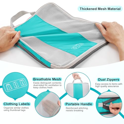 10 Set Compression Packing Cubes for Travel Essentials (10 Count)