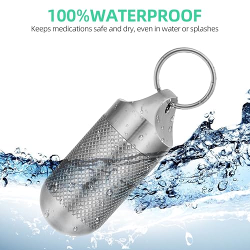 Titanium Keychain Pill Holder Waterproof Lightweight Portable Pocket Mini Pill Case for Emergency Medicine Travel Fits Daily Purse Wallet Small Pill Box Containers