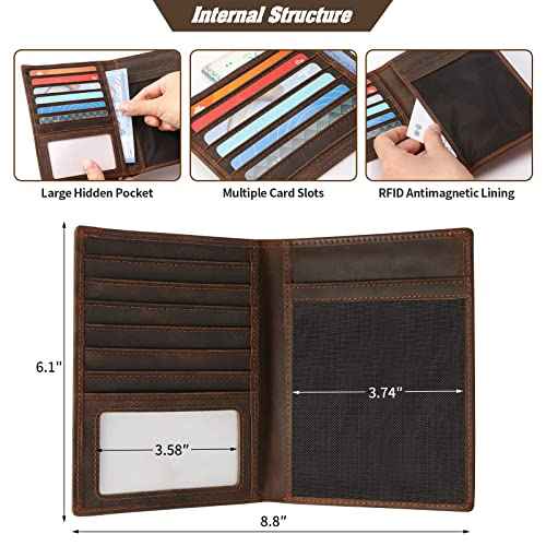 Leather Passport Holder RFID Blocking Passport Travel Wallet Cover Case for Men Women Brown JC17