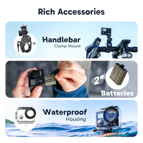 Brave 4 Action Camera 4K30fps with 128GB MicroSD Card Bundle (2 Batteries, 1 Card)