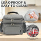 Double Layer Cooler Insulated Lunch Bag Adult Lunch Box Large Tote Bag for Men (White&Black Stripes)