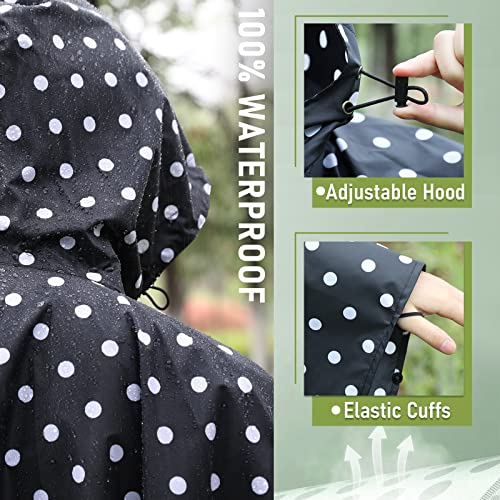Adult Rain Poncho Waterproof Hooded Zipper Raincoat with Pockets