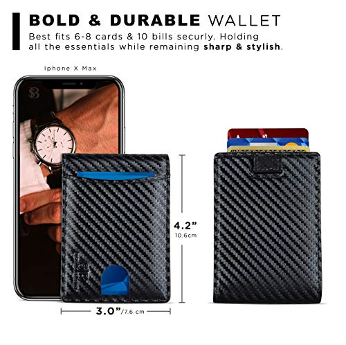 RFID Blocking Slim Bifold Genuine Leather Thin Minimalist Front Pocket Wallets for Men Billfold Wallet Men Gift