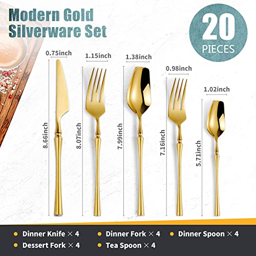 20 Piece Gold Silverware Set for 4 (4 Count)