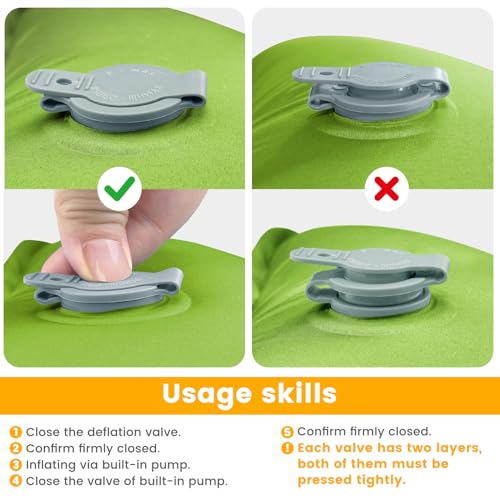 4in Ultralight Camping Sleeping Pad with Pillow and Foot Pump