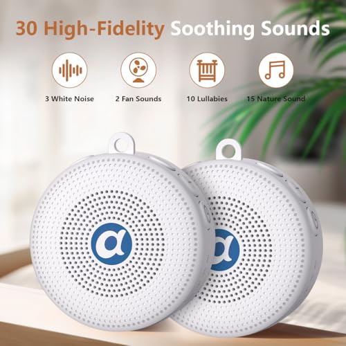Portable Noise Machine Baby Battery Sound Machine with 30 Soothing Sounds Mini White Noise Machine 32 Volume Level Sleep Machine for 3D Surround Noise Machine for Kid Adult Home Travel