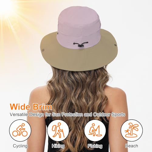 Sun Hats for Women Bucket Hat UV Protection Fishing Hat Wide Brim Safari Hats 2 in 1 Zip