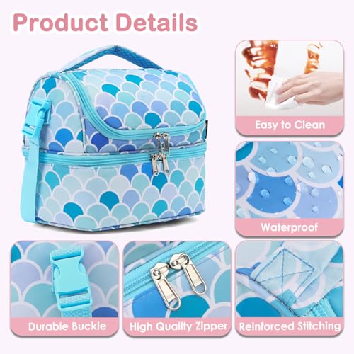 Double Decker Cooler Insulated Lunch Bag Large Tote for Boys