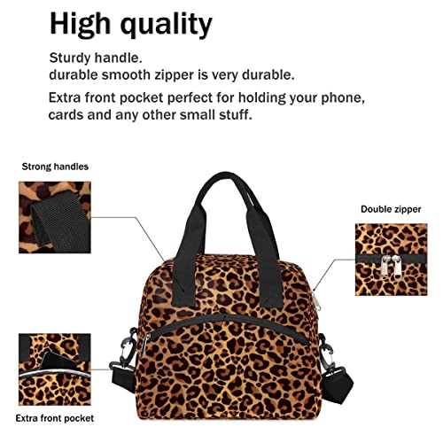 Leopard Cheetah Skin Insulated Lunch Bag for Women Men Adult Lunch Tote Bag with Shoulder Strap Reusable Lunch Box Large Containers Thermal Cooler Bag for Work School Picnic Lightweight Handbag (A03:Leopard Cheetah Skin)