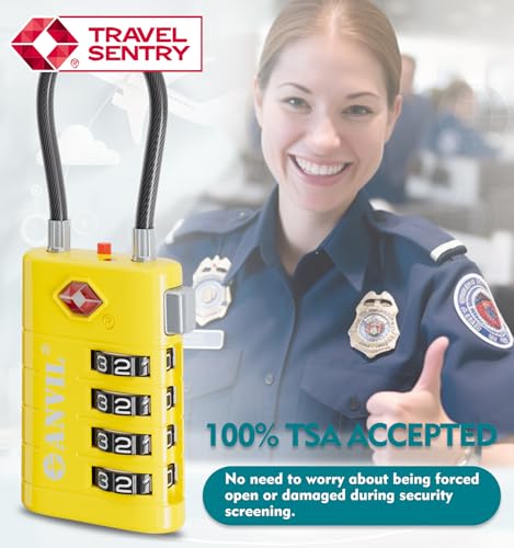 TSA Approved Luggage Locks with Search Alert Indicator (4 Count)