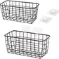 2 Set Hanging Wall Basket Organizer Over the Cabinet Door Wire Baskets for Organizing -No Drilling Adhesive Wall Storage Basket, Space-Saving Hanging Baskets for Organizing Wall Mount Storage,Black