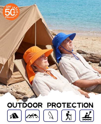 Outdoor UPF50+ Sun Hat Wide Brim Mesh Fishing Hat with Neck Flap