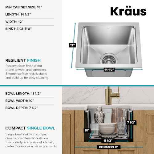 Fairlane 15 in Undermount Workstation Single Bowl 18