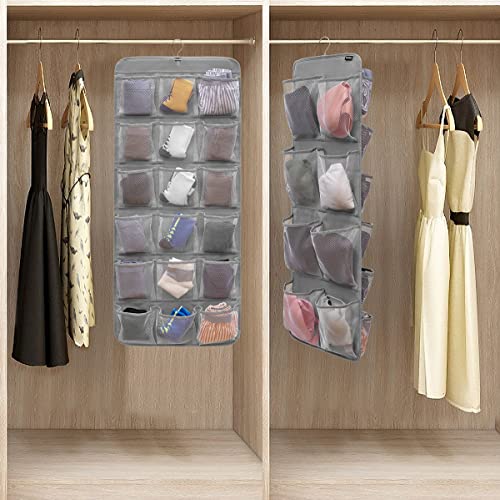 Dual Sided Hanging Closet Organizer for Socks Underwear Bra Kids Storage Organizer for Baby Clothes Toddler Shoes with 26 Pockets