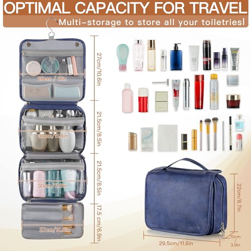 Hanging Toiletry Bag for Men PU Leather Shaving Dopp Kit