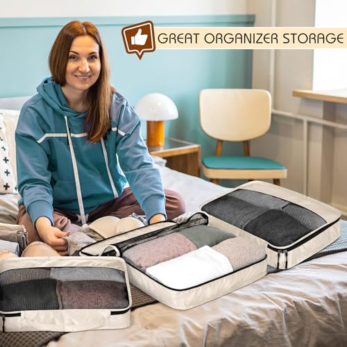 5 Pcs Packing Cubes for Suitcase Large Travel Cubes Carry on Luggage Organizer Bags for Clothes Accessories (5 Count)