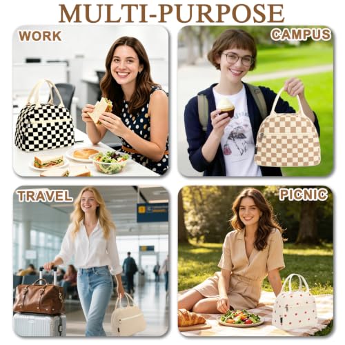 Lunch Bag for Women Insulated Lunch Box Corduroy Lunch Tote Cooler for Travel Work Picnic