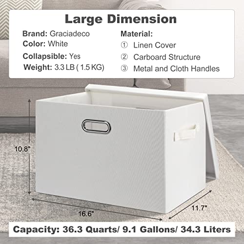 Large 17" 36 Quart Collapsible Stackable Storage Bins with Lids (5 Count)