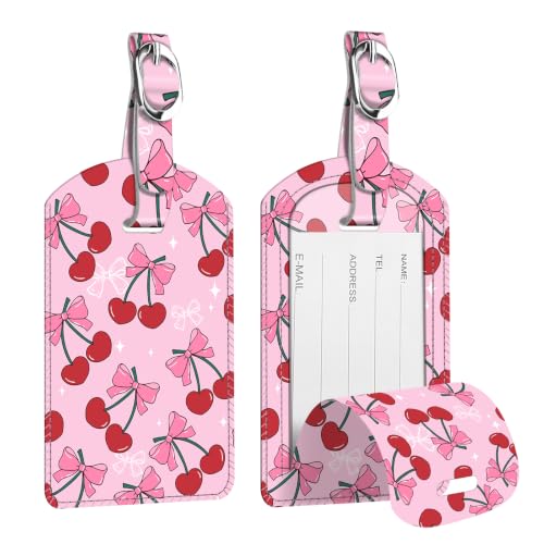 2 Pack Luggage Tags Leather Name ID Labels with Privacy Cover (2 Count)