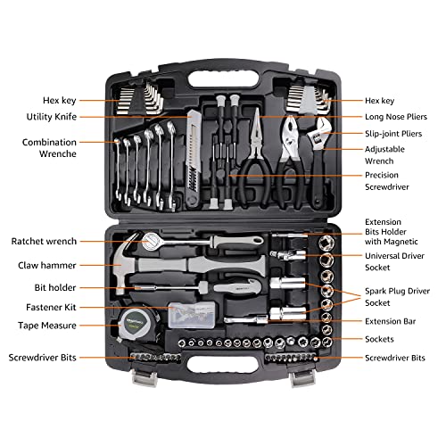 131 Piece General Household Hand Tool Set with Storage Case for Home Repair (131 Count)