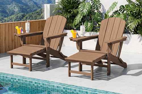Folding Adjustable Adirondack Chairs with Footrest Set of 2 (2 Count)