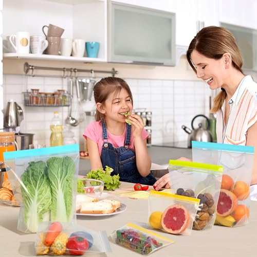 16 Pack Reusable Gallon Freezer Bags Dishwasher Microwave Safe (16 Count)