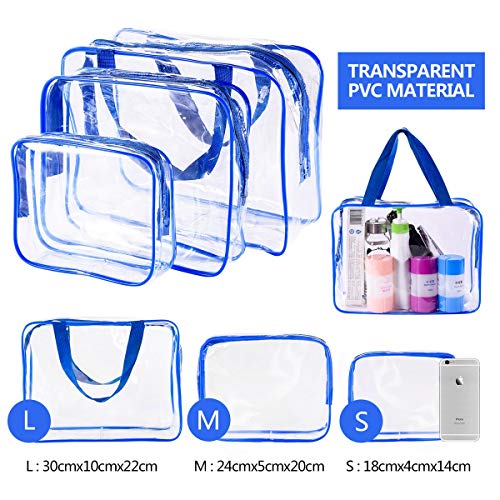 5Pcs Crystal Clear PVC Travel Toiletry Bag Kit for Women Men (5 Count)